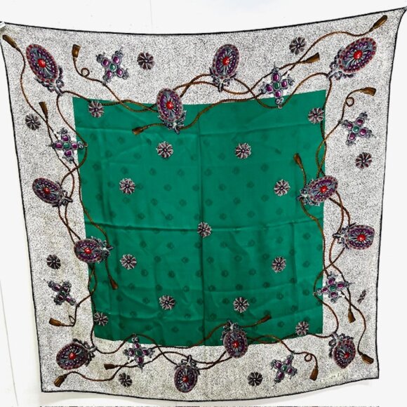 VGT  Over size Full Body Wrap Christian Dior Soft 100% Silk Scarf Satin 41"  (22 - Picture 1 of 15